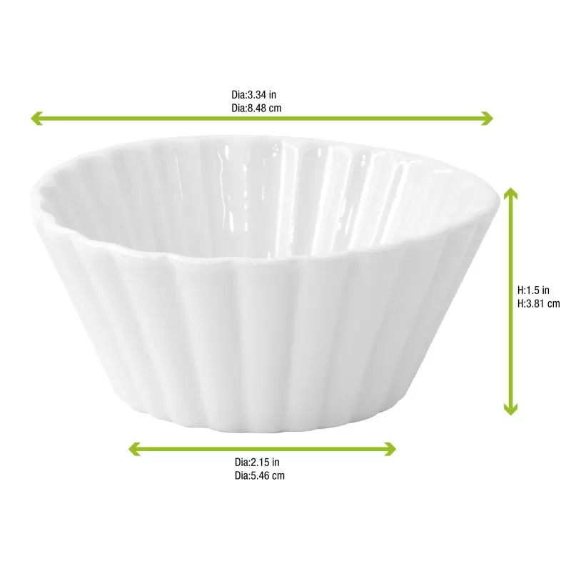 PacknWood Mini Porcelain Bowl - 4oz 3.3 x 3.3 x 1.6'' - 24 pcs