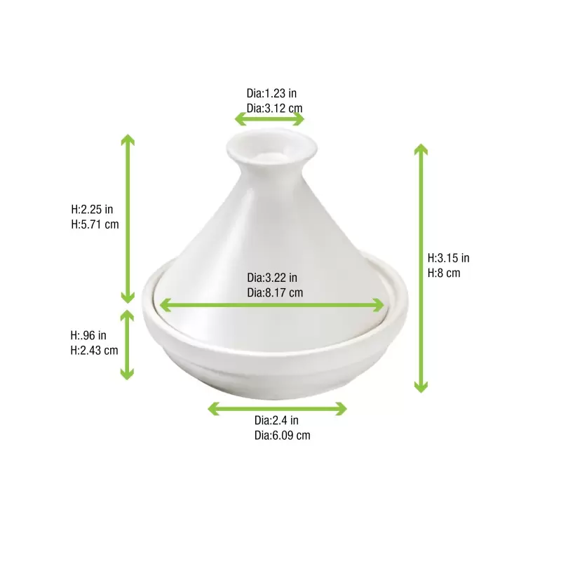 PacknWood White Mini Tajine - H:3.1'' - 24 pcs