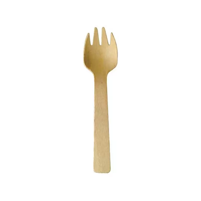 PacknWood Wooden Mini Spork - 4.1'' - 3000 pcs