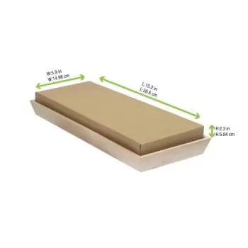 PacknWood Kraft Cardboard Lid For 210Woodtray15 - L:15.35'' W:5.9'' H:2.36'' - 50 pcs