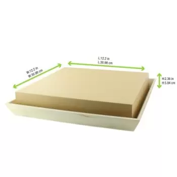 PacknWood Kraft Cardboard Lid For 210Woodtray31 - L:12.2'' W:12.2'' H:2.36'' - 50 pcs