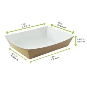 PacknWood Brown Paper Salad Box (Lid Optional) - 28oz 9'' x 6.5'' x 1.5'' - 200 pcs