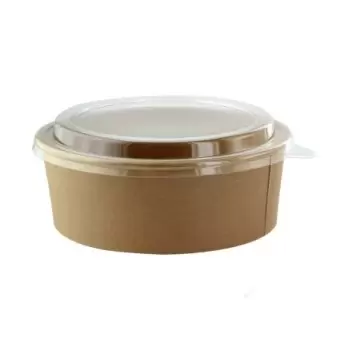 PacknWood Round Kraft Salad Bucket With Pet Lid Included - 40oz Diam.7.2'' H:2.6'' - 200 pcs