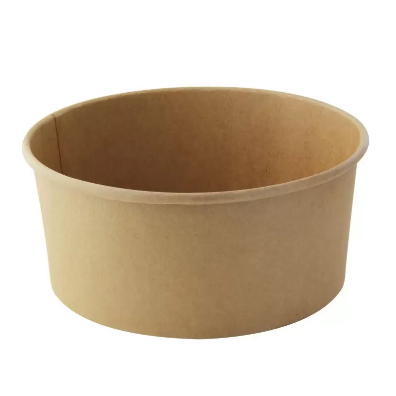 PacknWood Round Kraft Salad Bucket - 53oz Diam.7.3'' H:3.2'' - 360 pcs