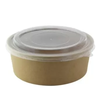 PacknWood Round Kraft Salad Bucket With Pp Lid Included - 40oz Diam.7.2'' H:2.6'' - 200 pcs