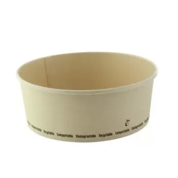 PacknWood Compostable Round Bamboo Fiber "Buckaty" Salad Box - 44oz Diam.7.3'' H:2.6'' - 360 pcs