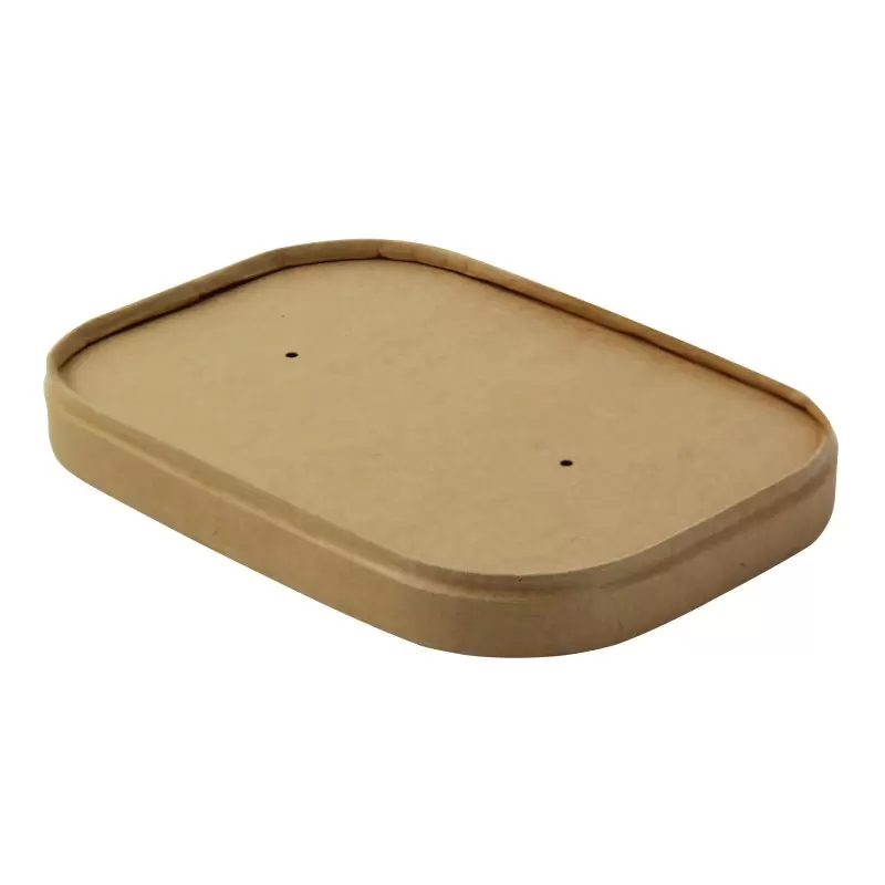 PacknWood Rectangular Kraft Lid With Lamination For The 210Pcrec Range - 6.8 x 4.8 x 0.4'' - 200 pcs