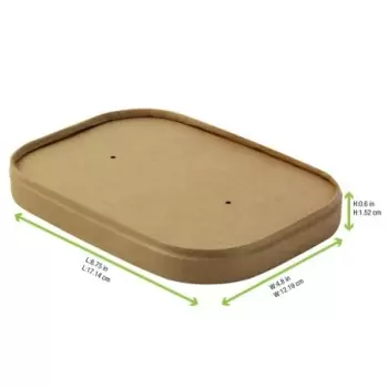 PacknWood Rectangular Kraft Lid With Lamination For The 210Pcrec Range - 6.8 x 4.8 x 0.4'' - 200 pcs