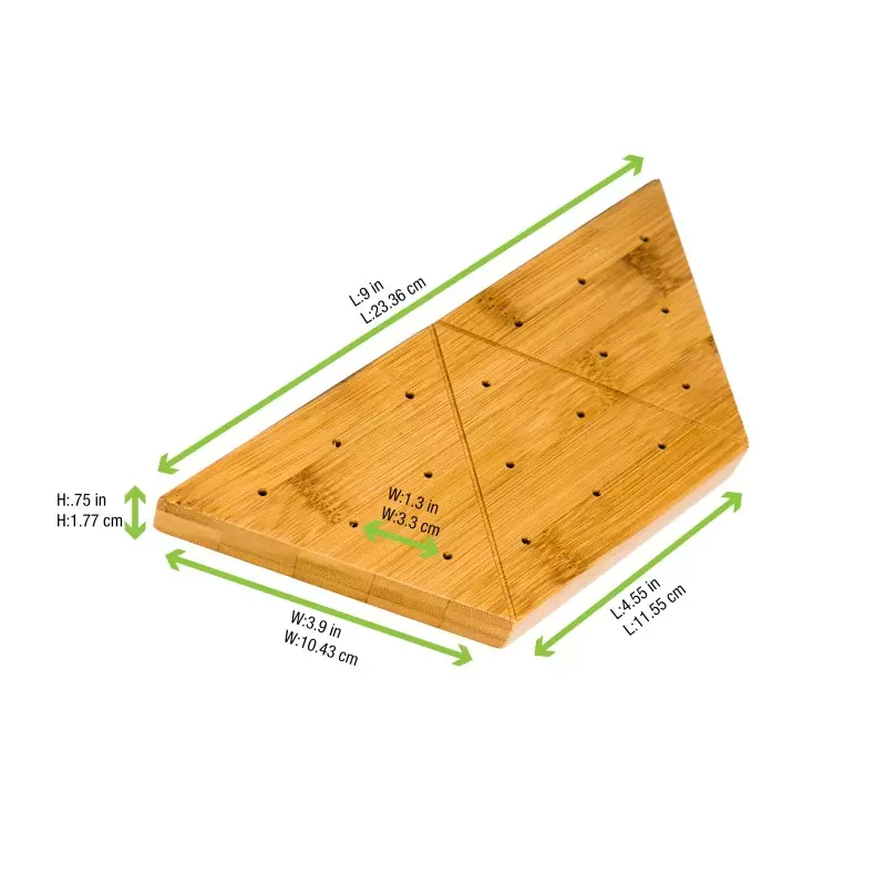 PacknWood Triangular Bamboo Pick Holder For 18 Picks - 9 x 3.9 x 0.75'' - 5 pcs