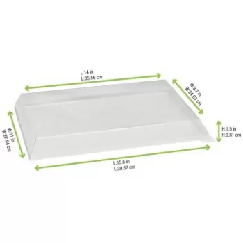 PacknWood Clear Pet Lid For 210Sambq274 - 15.3 x 11.0 x 1.77'' - 50 pcs