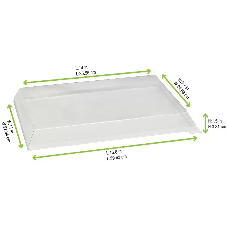 PacknWood Clear Pet Lid For 210Sambq274 - 15.3 x 11.0 x 1.77'' - 50 pcs