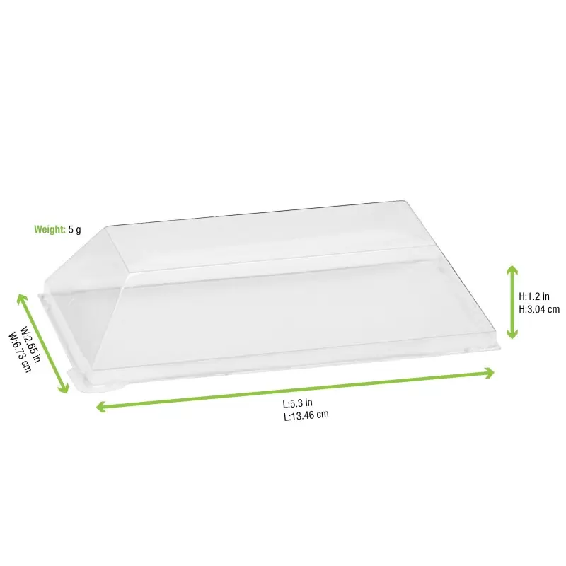 PacknWood Clear Pet Lid For 210Sambq65 - 5.11 x 2.55 x 0.78'' - 100 pcs