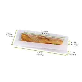 PacknWood White Sandwich Bag With Window - L:14.7 x W:4.65 x H:1.6'' - 1000 pcs