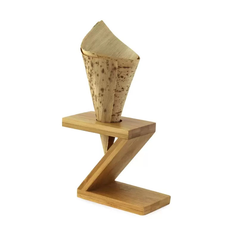 PacknWood Single Bamboo Cone Holder Z Shaped - L:3.5'' H:2.5'' - 10 pcs