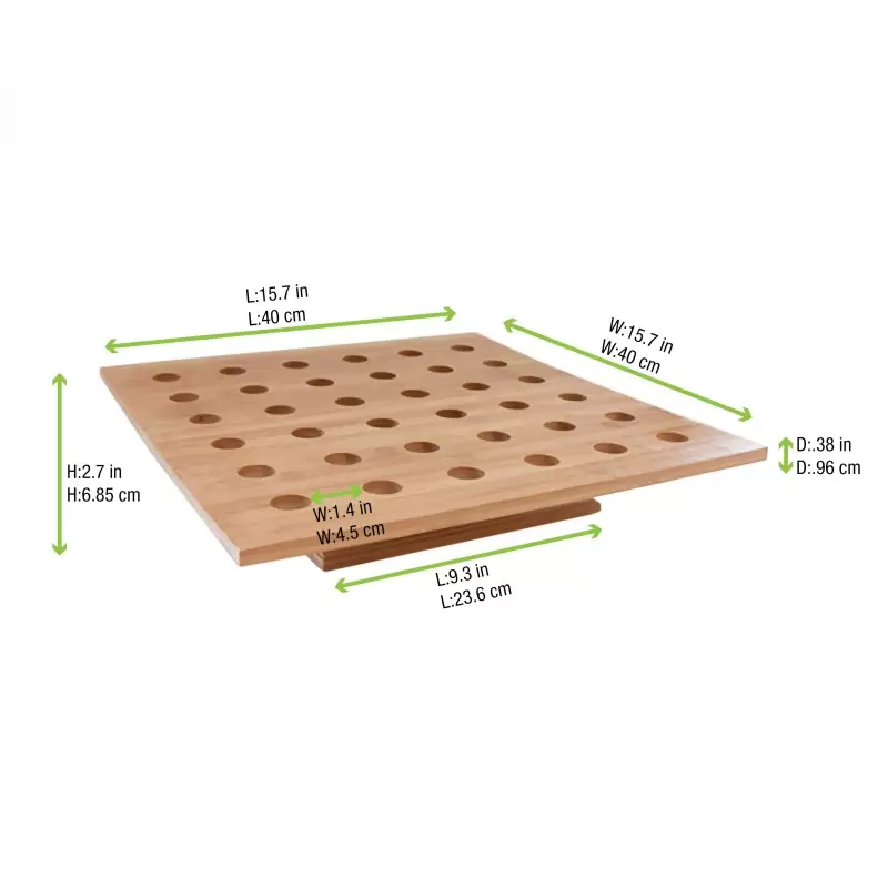 PacknWood 36 Holes Bamboo Cone And Temaki Display - Diam.0.9'' 15.7 x 15.7 x 3'' - 1 pcs