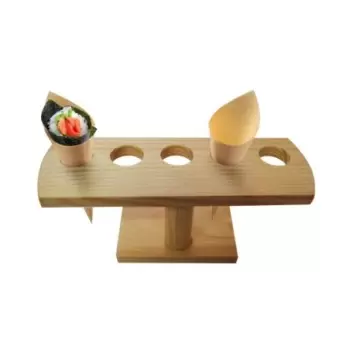 PacknWood 5 Holes Bamboo Cone And Temaki Display - Diam.0.8'' 9.2 x 3.1 x 3.7'' - 10 pcs