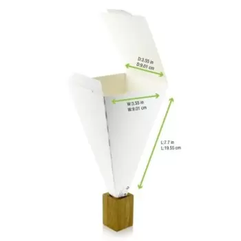 PacknWood Closeable White Snack Cone - Top:3.5 x 3.5'' H:7.5'' - 400 pcs