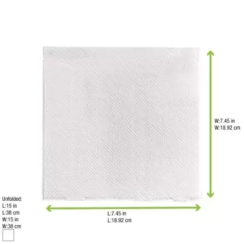 PacknWood Point To Point White Tissue Napkin - 15x15'' 2 Ply, 1-4 Fold - 1440 pcs