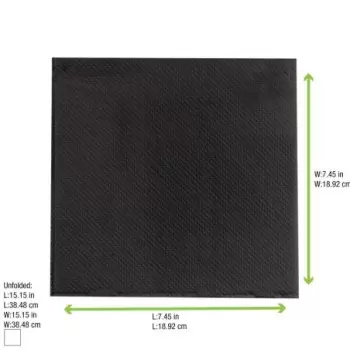 PacknWood Point To Point Black Tissue Napkin - 15x15'' 2 Ply, 1-4 Fold - 1800 pcs