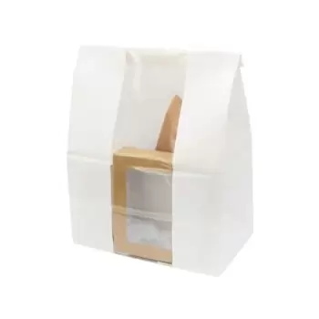 PacknWood Long White Sos Bag With Window - 7.1 x 4.3 x 10.4'' - 500 pcs