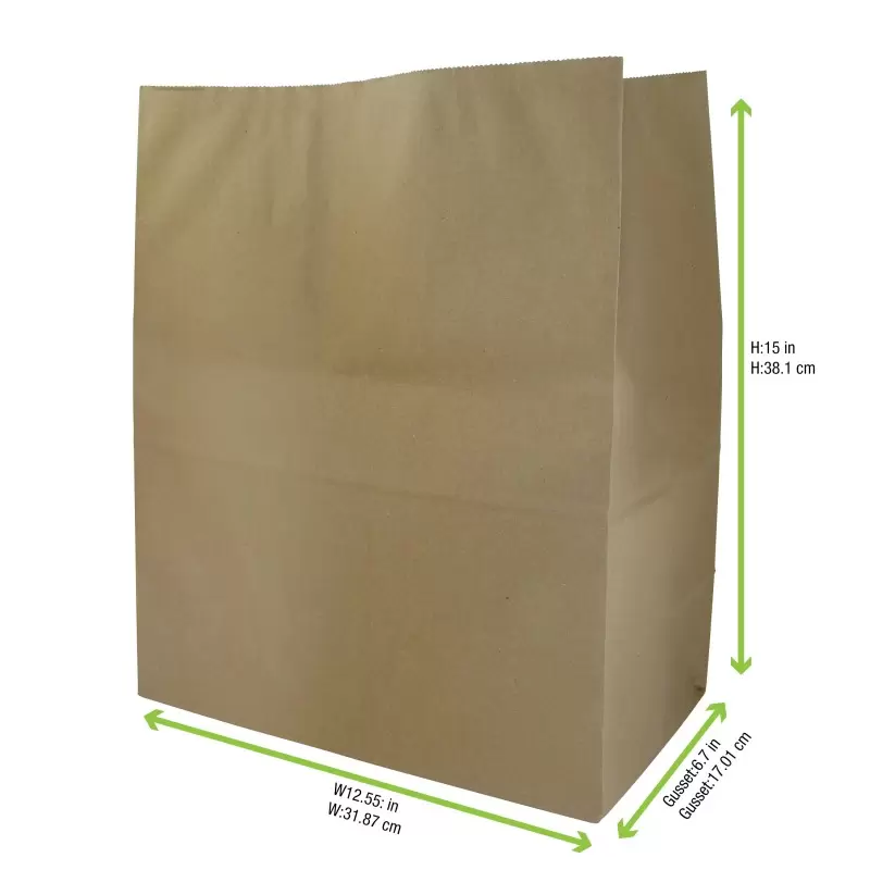 PacknWood Kraft Double-Layer Paper Sos Bag - 12.6 x 6.7 x 15'' - 250 pcs