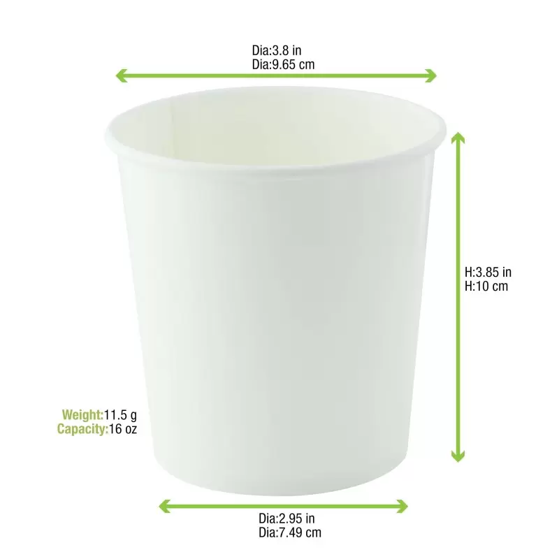 PacknWood White Soup Cup (Lid Optional) - 16oz - 500 pcs