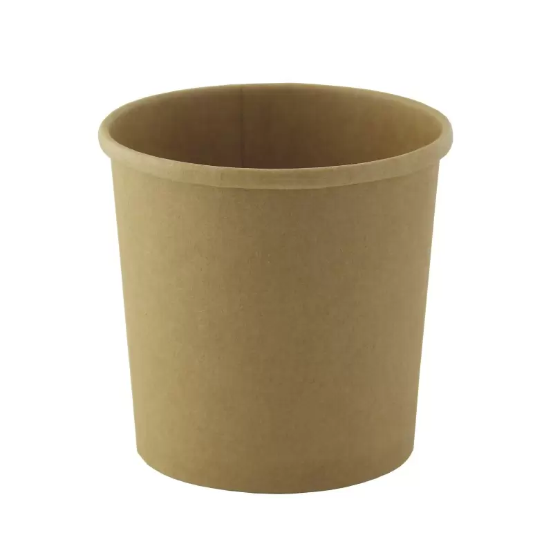 PacknWood Brown Kraft Soup Cup (Lid Optional) - 12oz Diam.3.5'' H:3.4'' - 500 pcs