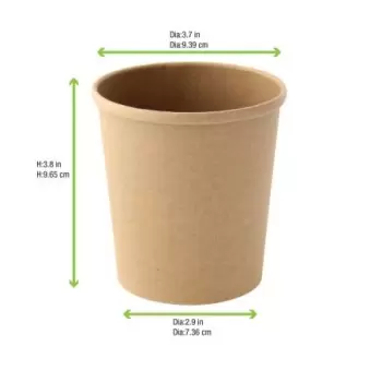 PacknWood Brown Kraft Soup Cup (Lid Optional) - 16oz Diam.3.8'' H:4'' - 500 pcs