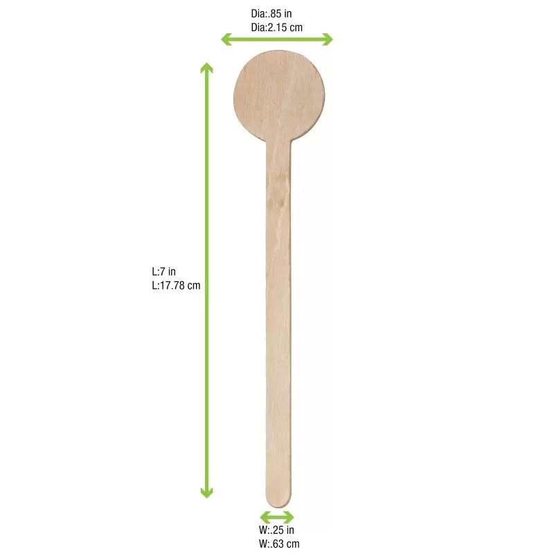 PacknWood Wooden Stirrers - Diam.0.9'' L:7.1'' - 5000 pcs