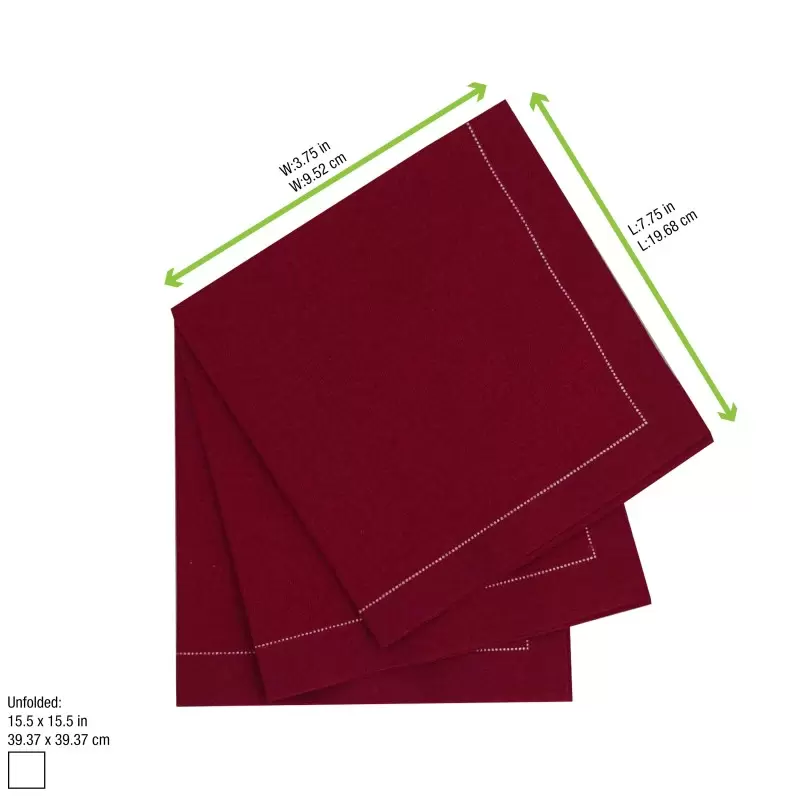 PacknWood Luxury Red Wine Cotton Table Napkin - 15.8'' x 15.8'' - 100 pcs