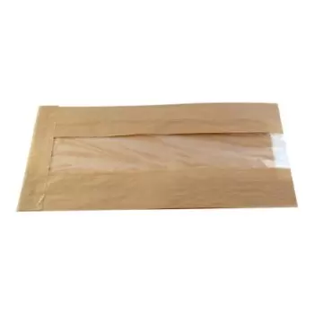 PacknWood Brown Kraft Bag With Window - 8.7 x 4.7 x 2'' - 1000 pcs