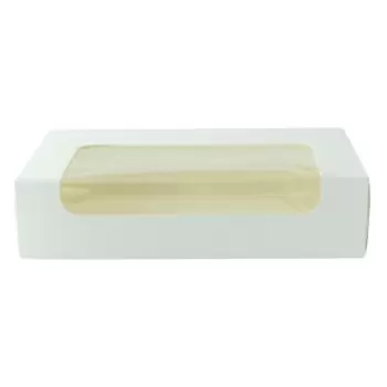 PacknWood White Laminated Window Box - 7.18 x 4.45'' - 200 pcs