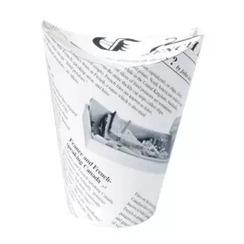 PacknWood News Print Closable Perforated Snack Cup - 12oz Diam.2.36'' H:5.5'' - 1000 pcs