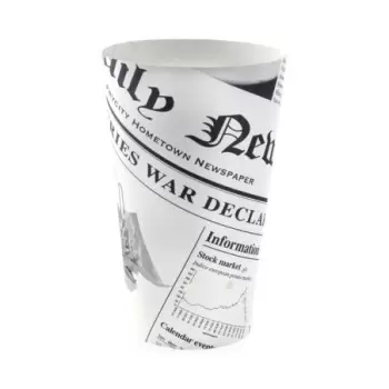 PacknWood News Print Closable Perforated Snack Cup - 16oz Diam.2.36'' H:6.3'' - 1000 pcs