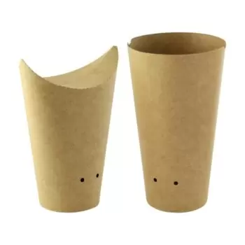 PacknWood Closable Perforated Kraft Snack Cup - 16oz Diam.2.36'' H:6.3'' - 1000 pcs