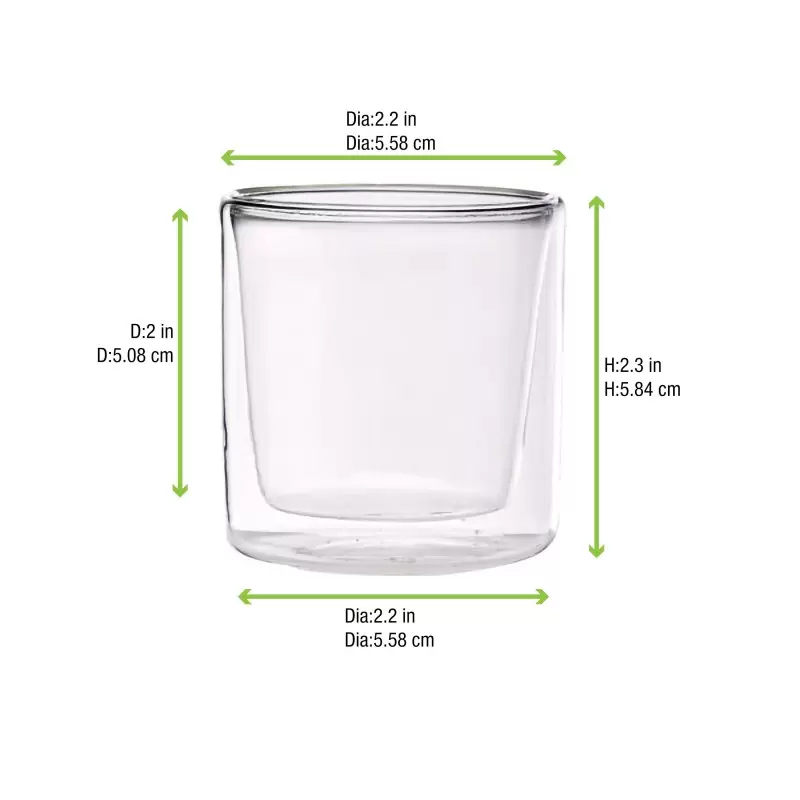 PacknWood Double Wall Short Mini Glass - 2oz Diam.2.2'' H:2.3'' - 48 pcs