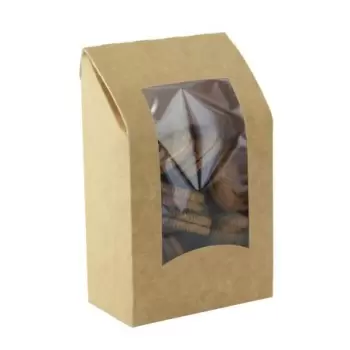 PacknWood Brown Wrap-Cookie Sleeve With Window - 24oz 5.9 x 3.7 x 1.9'' - 600 pcs