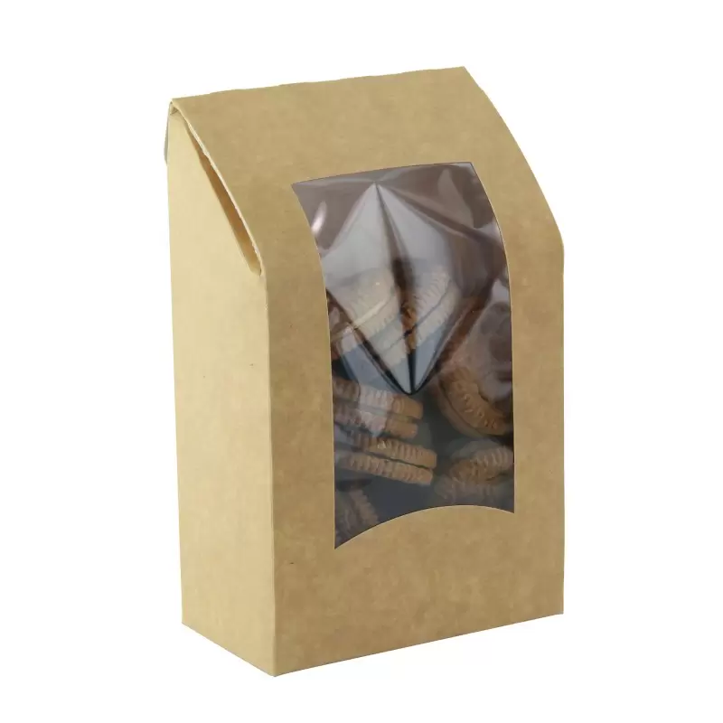 PacknWood Brown Wrap-Cookie Sleeve With Window - 24oz 5.9 x 3.7 x 1.9'' - 600 pcs