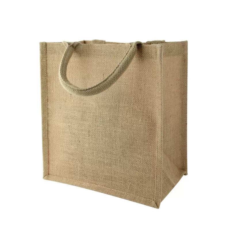 PacknWood Natural Carrier Jute Bag With Handle - 10.2 x 6.7 x 11'' - 30 pcs