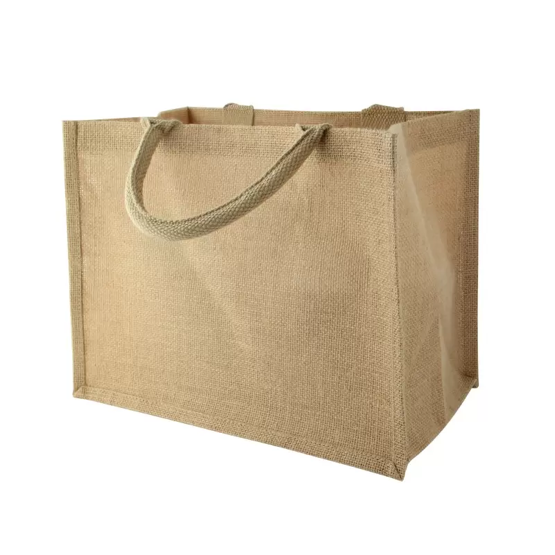 PacknWood Natural Carrier Jute Bag With Handle - 12.6 x 7.9 x 9.8'' - 30 pcs