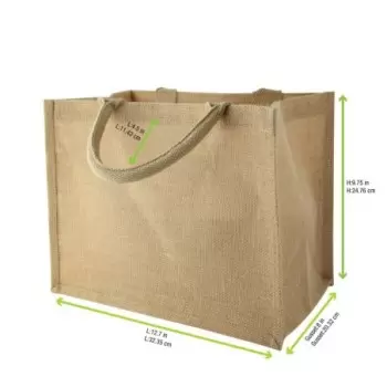 PacknWood Natural Carrier Jute Bag With Handle - 12.6 x 7.9 x 9.8'' - 30 pcs