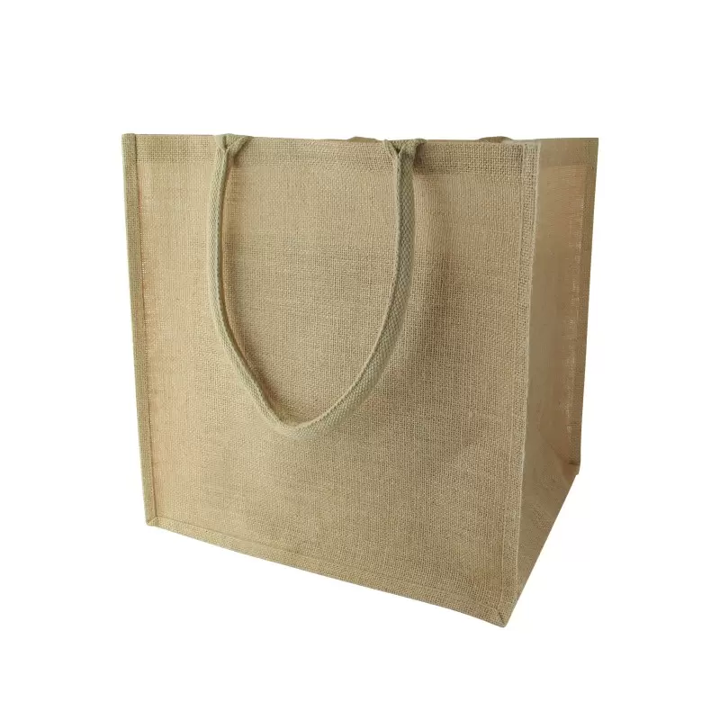 PacknWood Natural Carrier Jute Bag With Handle - 15 x 13 x 15'' - 20 pcs