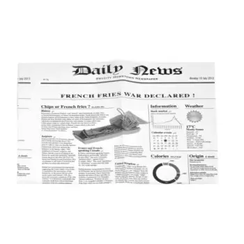 PacknWood White Bag Opens 2 Sides With Newspaper Design - 10.6 x 13.8'' - 1000 pcs