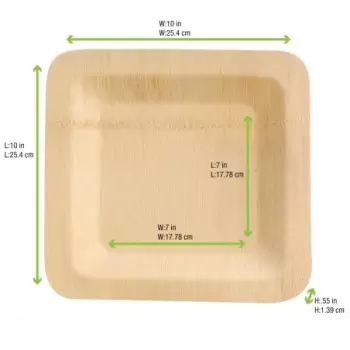 PacknWood Square Bamboo Plate - 10'' - 96 pcs