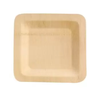 PacknWood Bamboo Veneer Square Plate - 10'' - 48 pcs