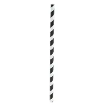 PacknWood Black Striped Paper Straws - 8.3'' - 600 pcs