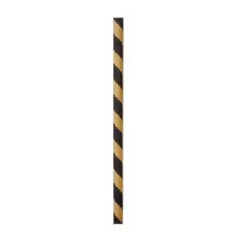 PacknWood Gold & Black Striped Paper Straws - 8.3'' - 600 pcs