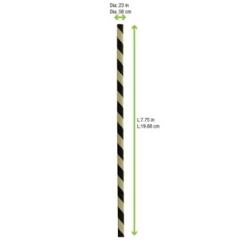 PacknWood Gold & Black Striped Paper Straws - 8.3'' - 600 pcs