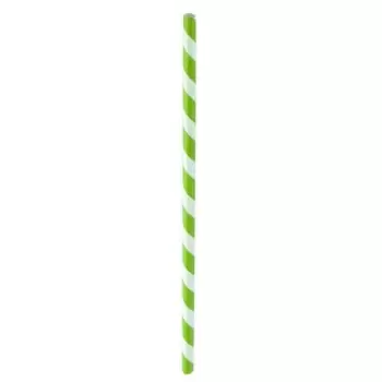 PacknWood Lime Green Striped Paper Straws - 8.3'' - 600 pcs