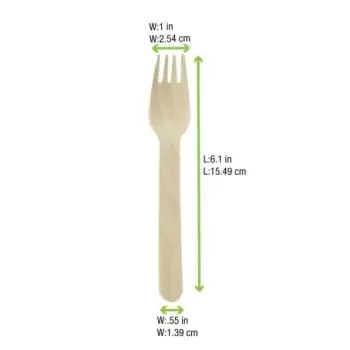 PacknWood Wooden Fork - 6.22'' - 576 pcs